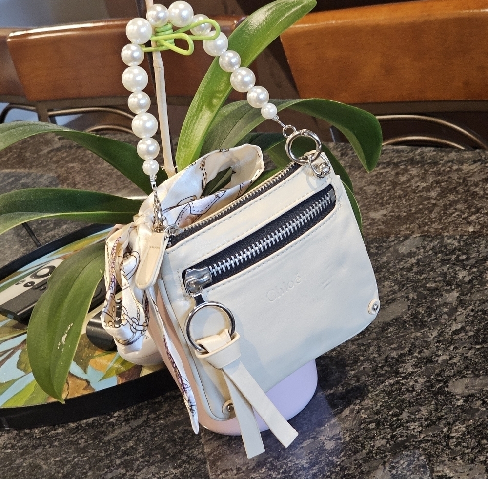 Chloé Cream "O" Ring Clutch w/Wristlet & Twilly Added - Picture 9 of 10